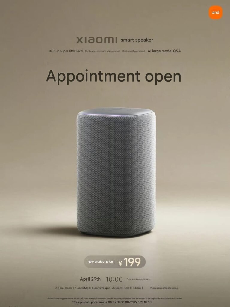 Das Design des Xiaomi Smart Speakers kombiniert Ästhetik und Funktionalität. Die abgerundeten Kanten und der gewebte Stoff sorgen für ein modernes Aussehen.
