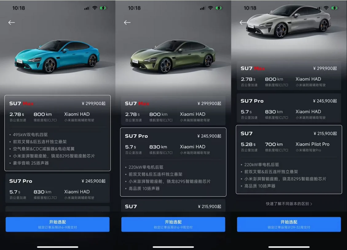Xiaomi SU7 Lieferzeiten - Rückansicht